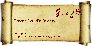 Gavrila Ármin névjegykártya